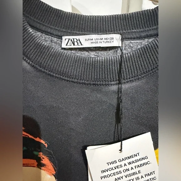 Zara Charcoal Sweatshirt with Orange Detail M - Picture 4 of 5
